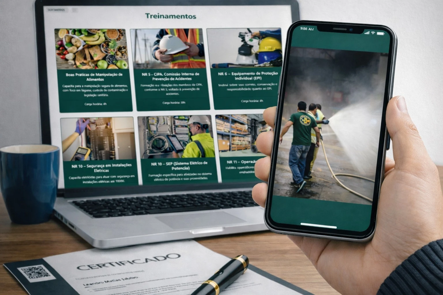Treinamentos EAD ECOSEG no computador e no celular