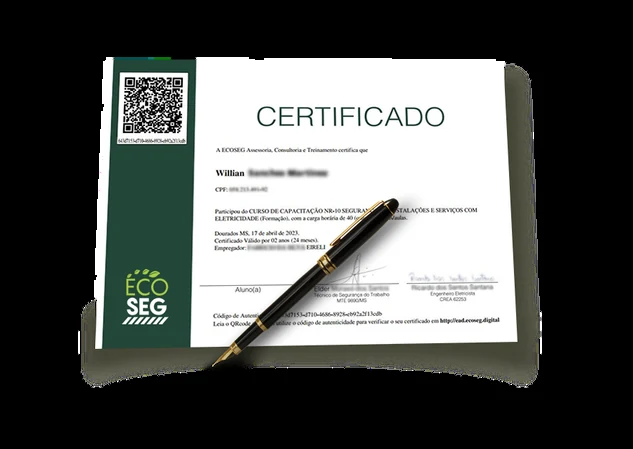 Certificado emitido pela ECOSEG